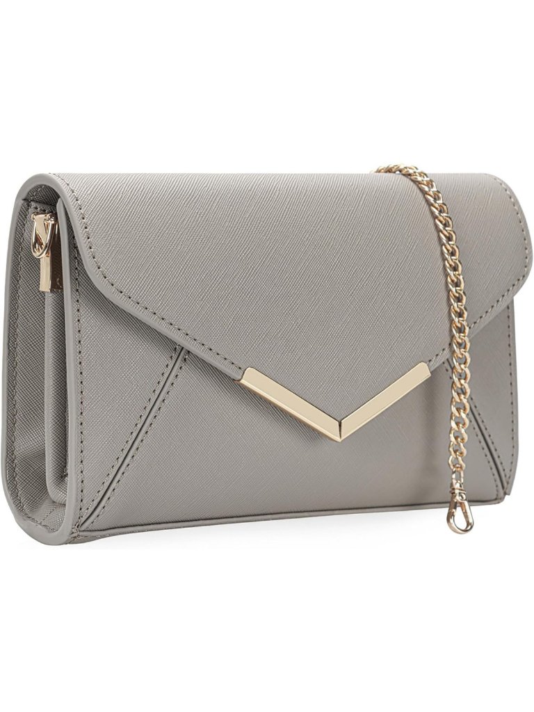 Chic Faux Saffiano Leather Envelope Clutch - Elegant Evening Handbag For Formal